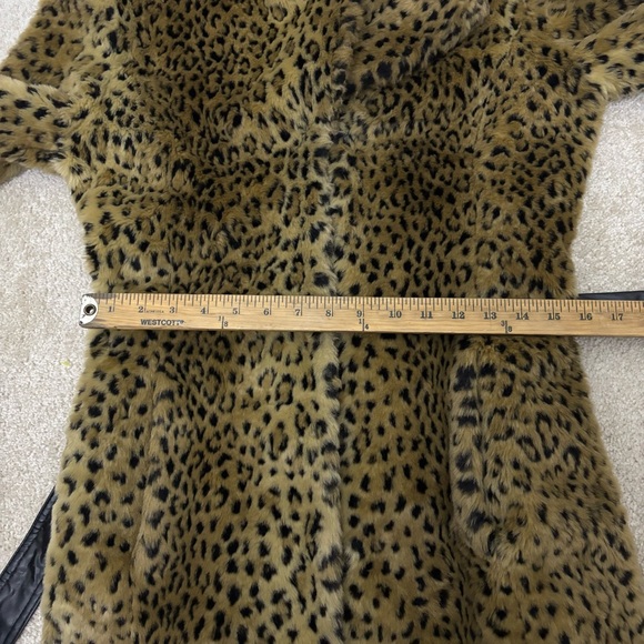 Y2K 90s Faux Fur Leopard Coat Arden B Belted Womens Medium - Picture 10 of 11